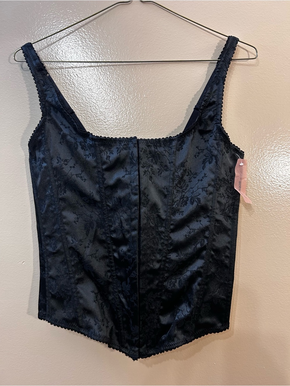 sophie b. Black Floral Satin Corset Tank